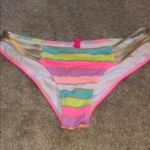 Neon striped bikini bottoms
